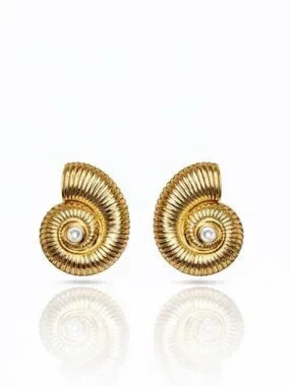 Gold-Tone Spiral Shell Stud Earrings